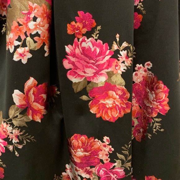 Crystal Doll Prom dress black satin with floral - Picture 4 of 8